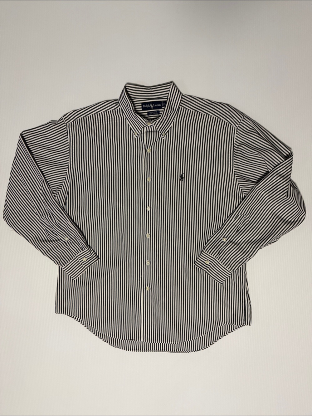 Ralph Lauren Navy and White Pinstripe Cotton Dress Shirt